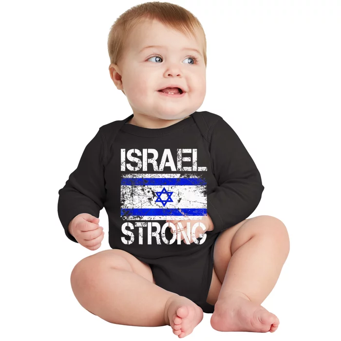 Support Israel Pray For Israel Israel Strong Israel Flag Baby Long Sleeve Bodysuit