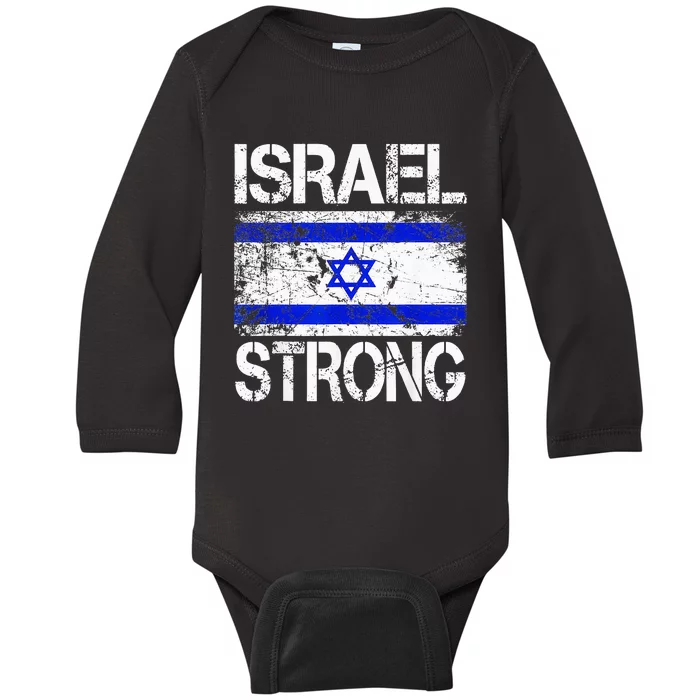 Support Israel Pray For Israel Israel Strong Israel Flag Baby Long Sleeve Bodysuit