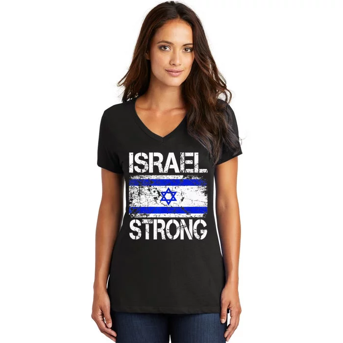 Support Israel Pray For Israel Israel Strong Israel Flag Women's V-Neck T-Shirt