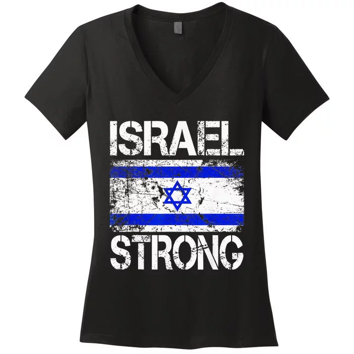 Support Israel Pray For Israel Israel Strong Israel Flag Women's V-Neck T-Shirt