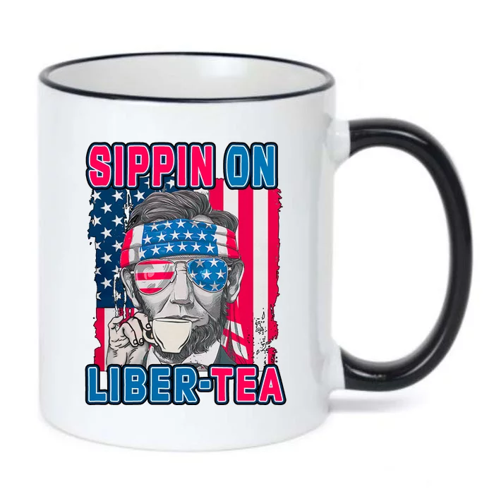 Sippin On Liberty 4th of July Abraham Lincoln Black Color Changing Mug