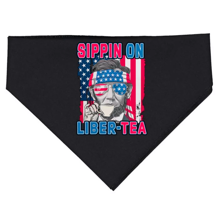 Sippin On Liberty 4th of July Abraham Lincoln USA-Made Doggie Bandana