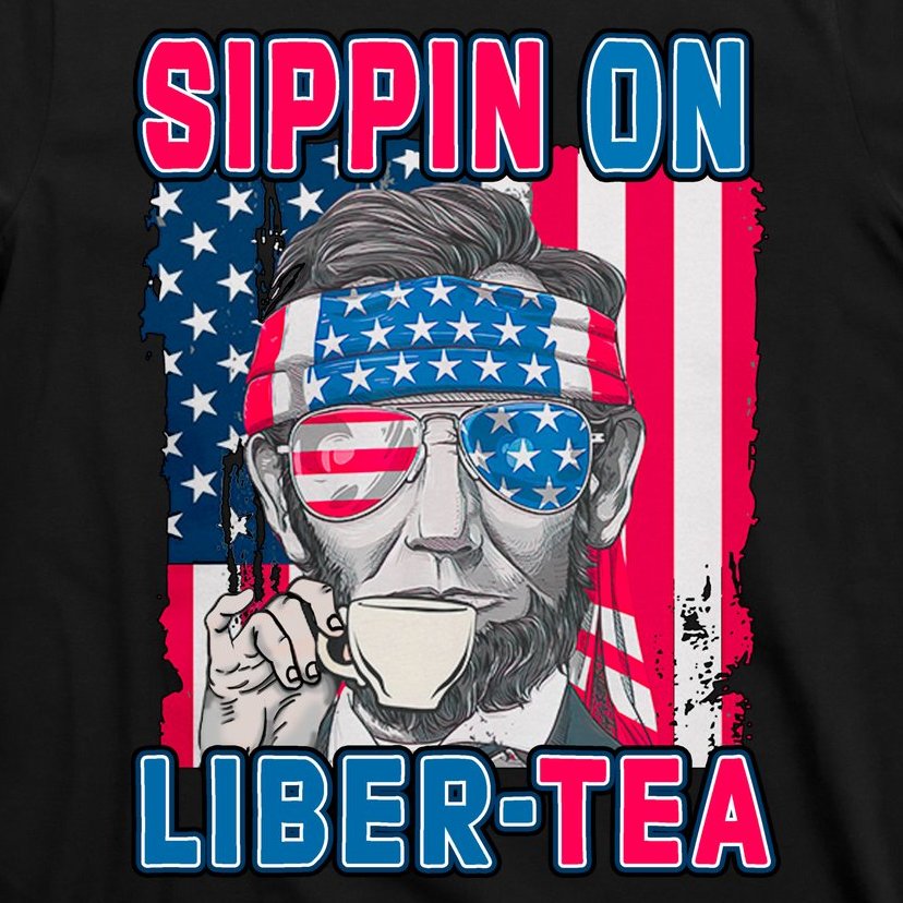 Sippin On Liberty 4th of July Abraham Lincoln T-Shirt