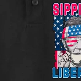 Sippin On Liberty 4th of July Abraham Lincoln Dry Zone Grid Performance Polo