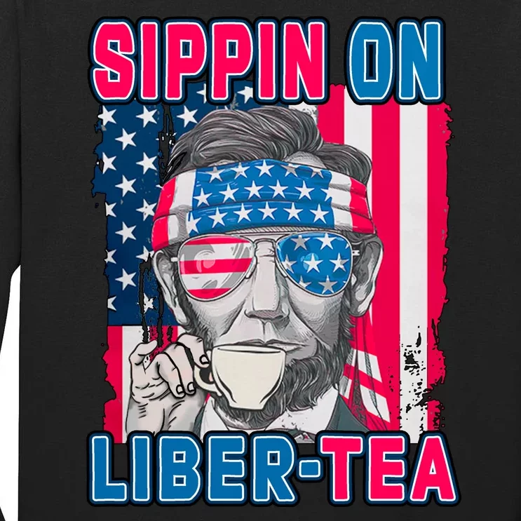 Sippin On Liberty 4th of July Abraham Lincoln Tall Long Sleeve T-Shirt