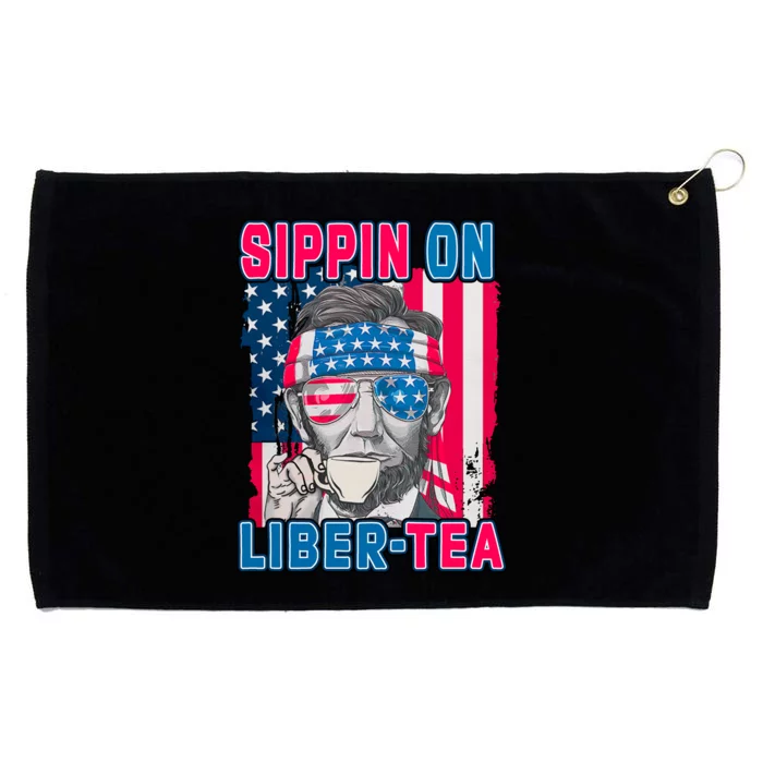 Sippin On Liberty 4th of July Abraham Lincoln Grommeted Golf Towel