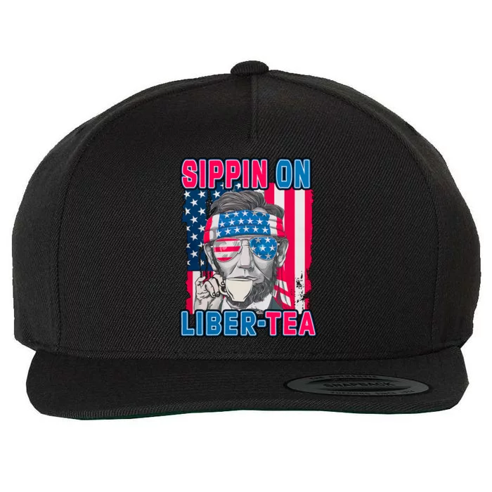 Sippin On Liberty 4th of July Abraham Lincoln Wool Snapback Cap