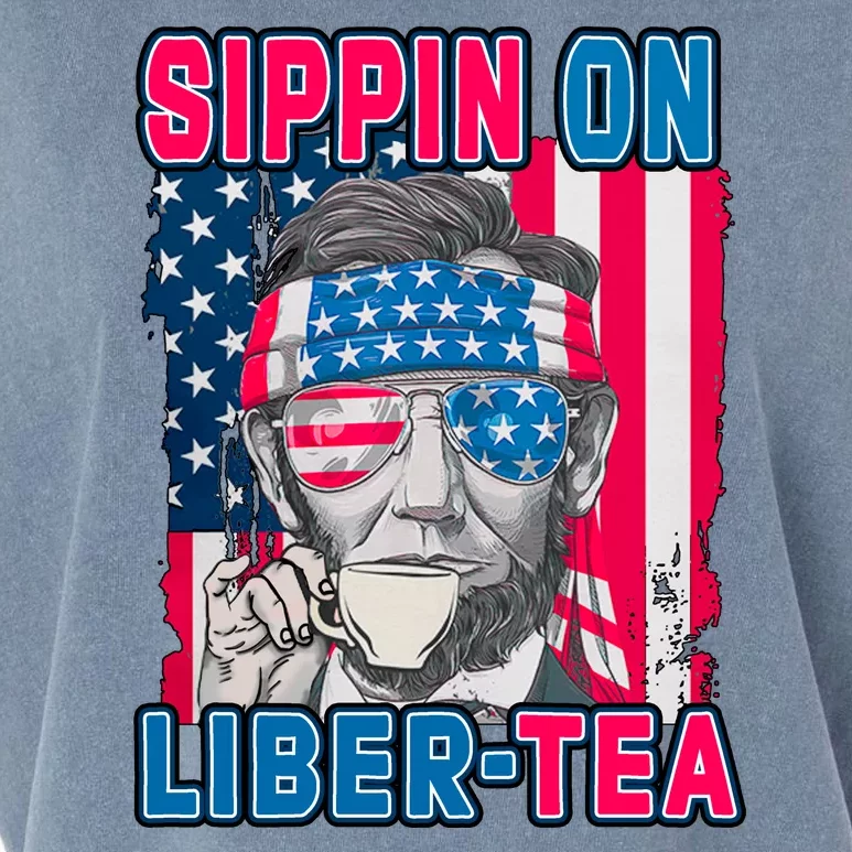 Sippin On Liberty 4th of July Abraham Lincoln Garment-Dyed Women's Muscle Tee