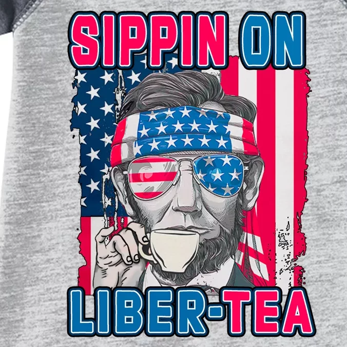 Sippin On Liberty 4th of July Abraham Lincoln Infant Baby Jersey Bodysuit