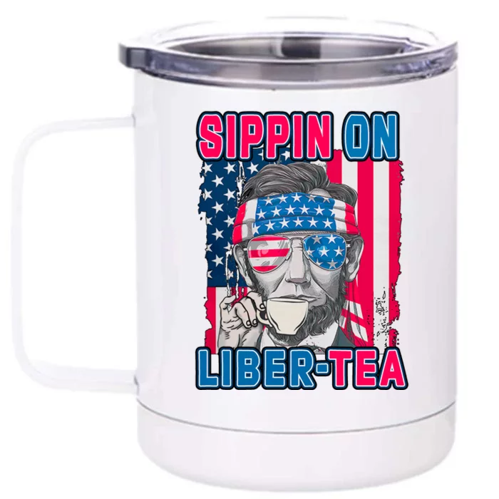 Sippin On Liberty 4th of July Abraham Lincoln Front & Back 12oz Stainless Steel Tumbler Cup