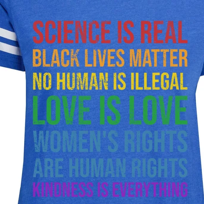 Science Is Real Black Lives Love Matter Gay Pride Gift Enza Ladies Jersey Football T-Shirt