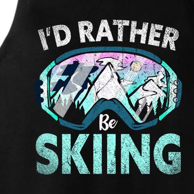 Skier Id Rather Be Skiing Mountains Ski Goggles Winter Ski Gift Ladies Tri-Blend Wicking Tank