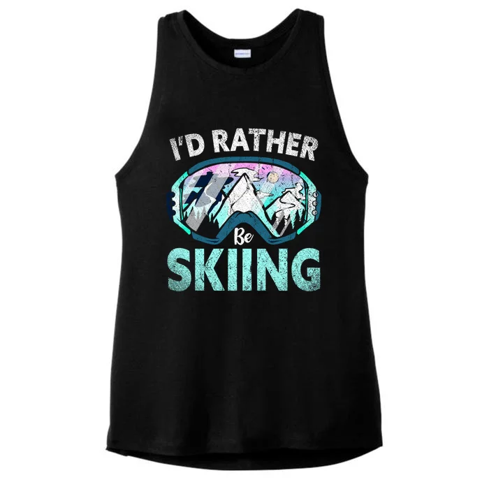 Skier Id Rather Be Skiing Mountains Ski Goggles Winter Ski Gift Ladies Tri-Blend Wicking Tank