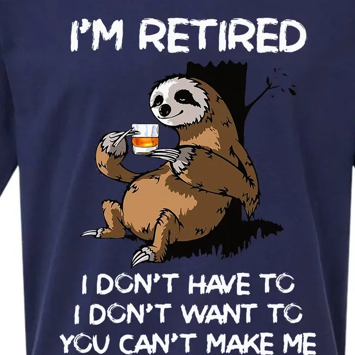 Sloth IM Retired I DonT Have To I DonT Want To You CanT Sueded Cloud Jersey T-Shirt