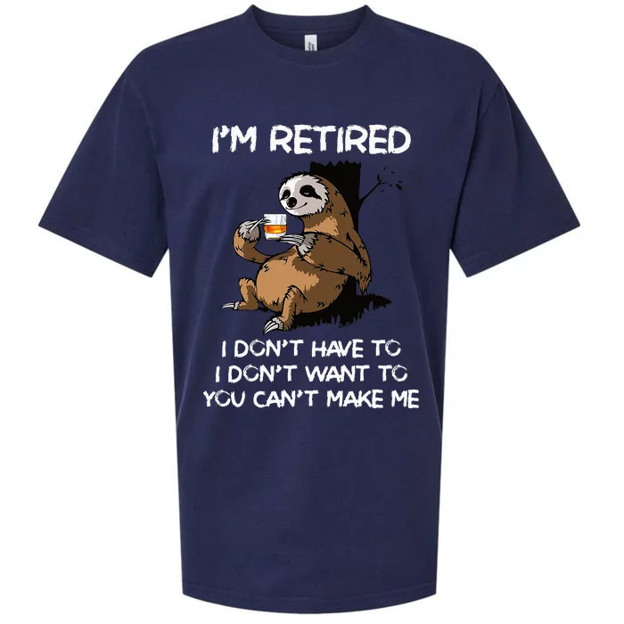 Sloth IM Retired I DonT Have To I DonT Want To You CanT Sueded Cloud Jersey T-Shirt