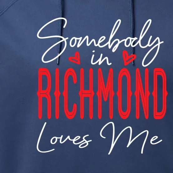 Somebody In Richmond Loves Me Virginia Relationship Matching Cute Gift Performance Fleece Hoodie