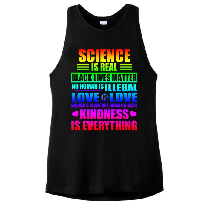 Science Is Real Black Lives Matter No Human Is Illegal Love Is Love Womens Righ Ladies Tri-Blend Wicking Tank