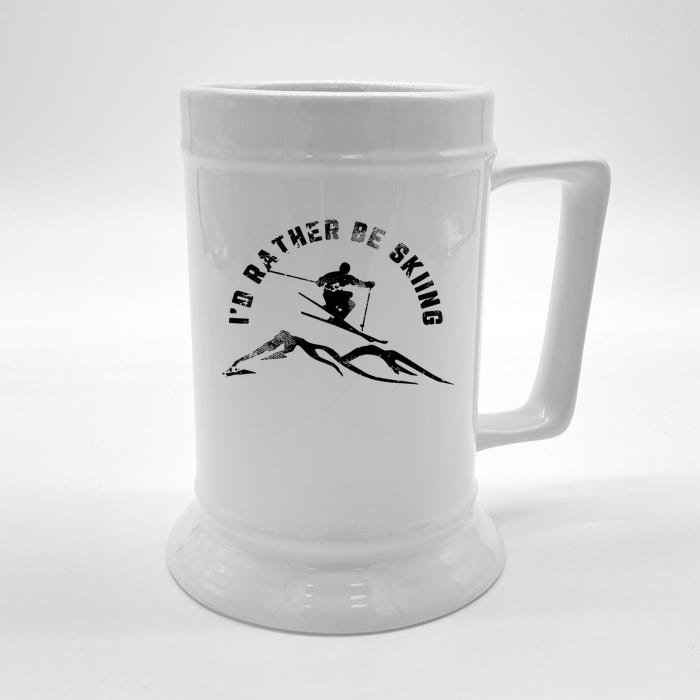 Skier Id Rather Be Skiing Ski Funny Gift Front & Back Beer Stein