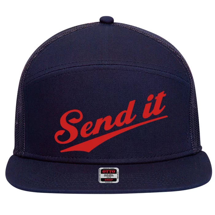 Sent It Red Logo 7 Panel Mesh Trucker Snapback Hat