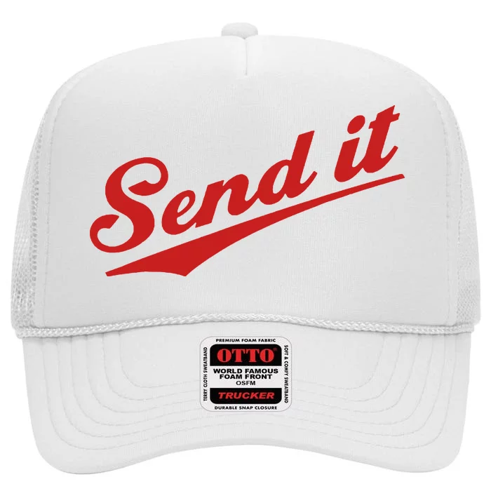 Sent It Red Logo High Crown Mesh Trucker Hat