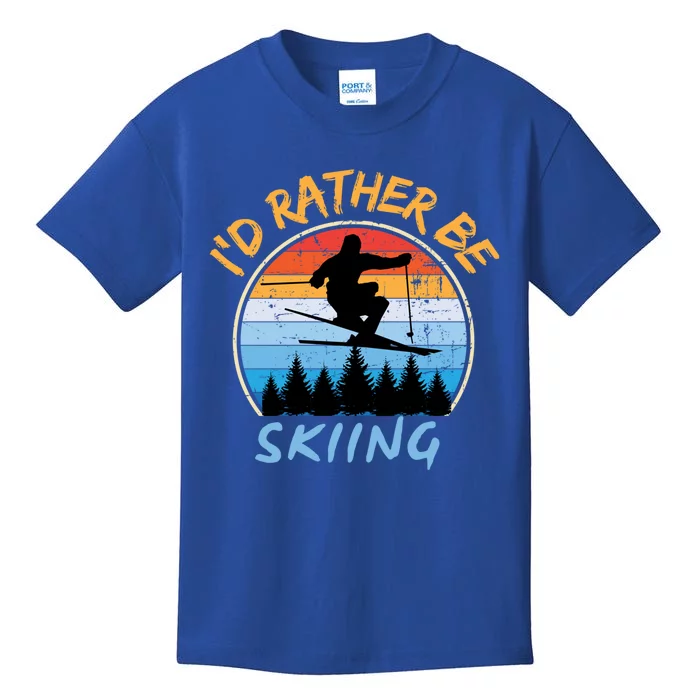 Ski Id Rather Be Skiing Cute Gift Kids T-Shirt