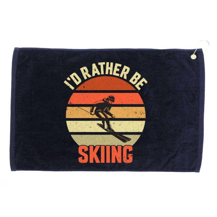 Skier Id Rather Be Skiing Ski Vintage Retro Sunset Meaningful Gift Grommeted Golf Towel