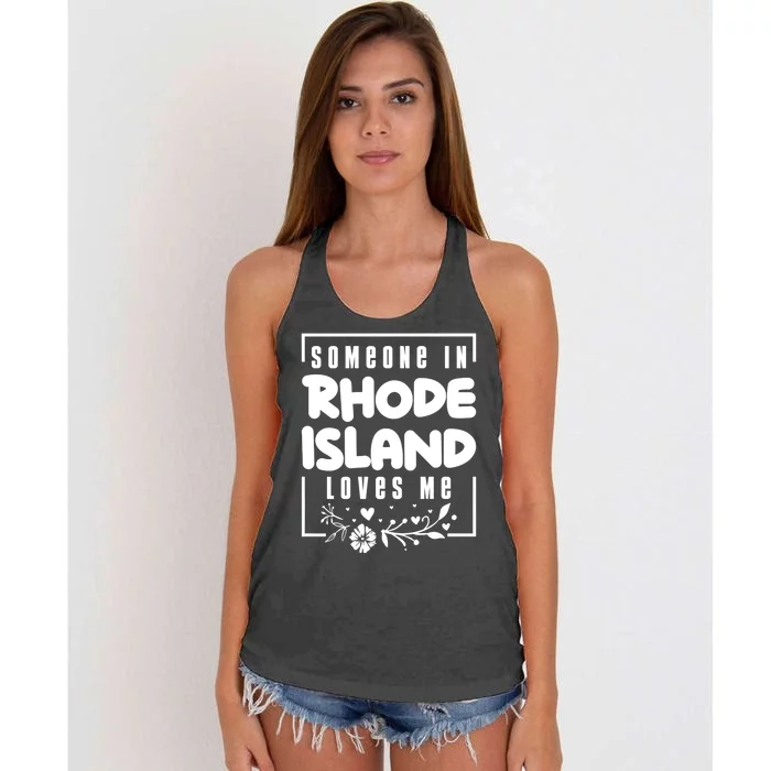 Someone In Rhode Island Loves Me Premium Women's Knotted Racerback Tank