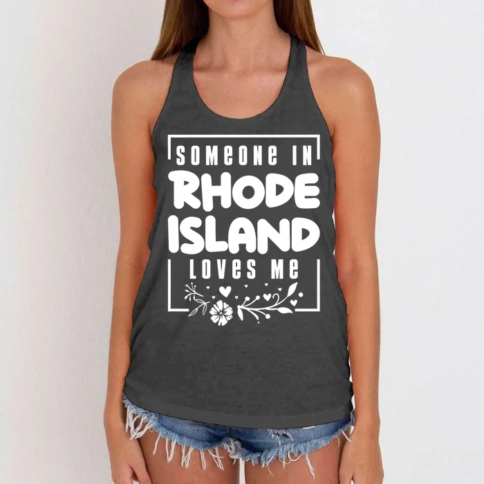 Someone In Rhode Island Loves Me Premium Women's Knotted Racerback Tank