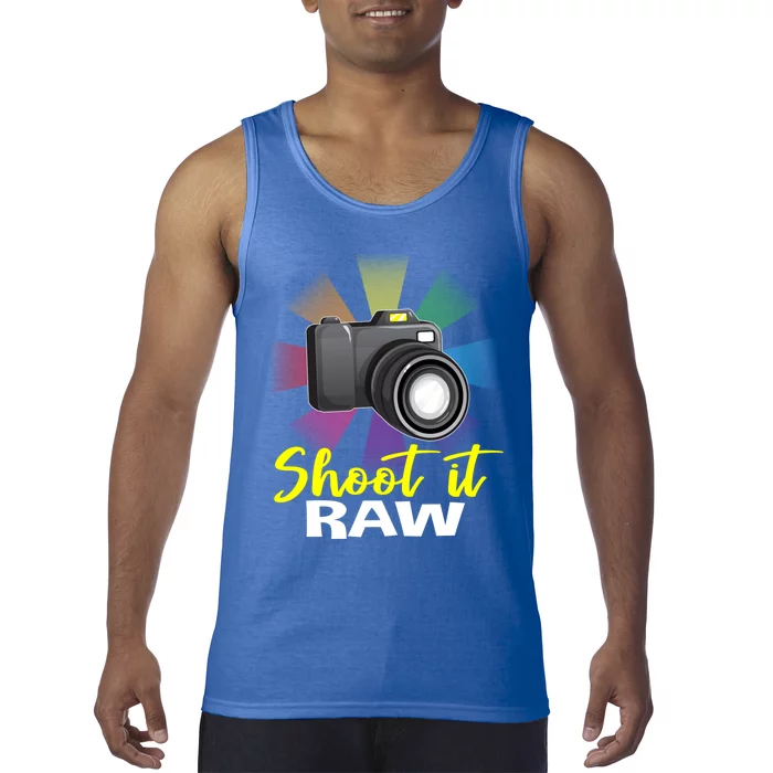 Shoot It Raw Photographer Joke Camera Photographing Funny Gift Tank Top