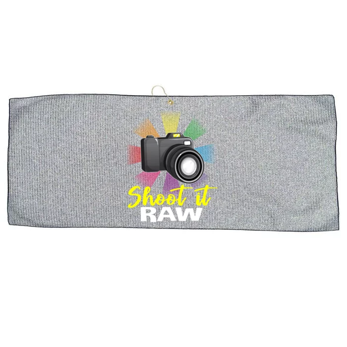 Shoot It Raw Photographer Joke Camera Photographing Funny Gift Large Microfiber Waffle Golf Towel