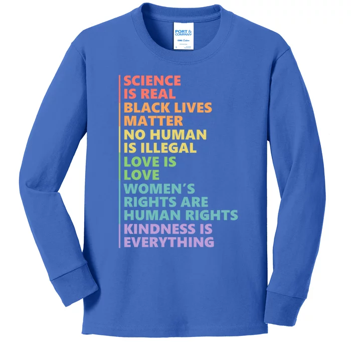 Science Is Real Black Lives Matter Rainbow Lgbt Pride Blm Gift Kids Long Sleeve Shirt