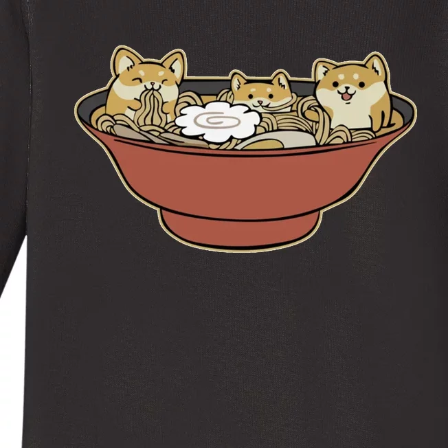 Shiba Inu Ramen Bowl Cute Japanese Kawaii Dog Ramen Lovers Baby Long Sleeve Bodysuit