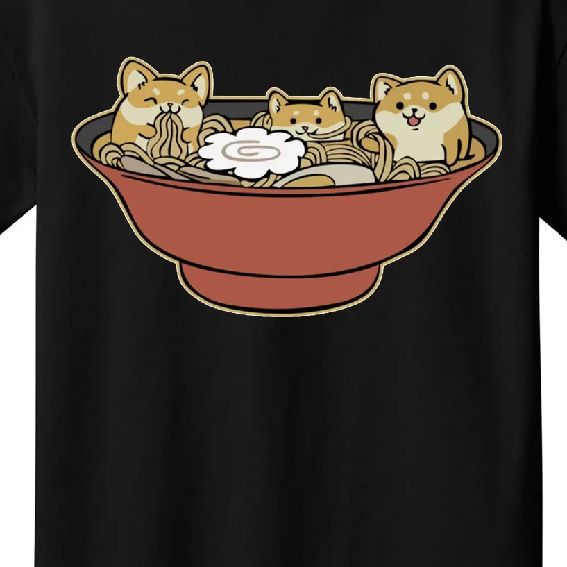 Shiba Inu Ramen Bowl Cute Japanese Kawaii Dog Ramen Lovers Kids T-Shirt