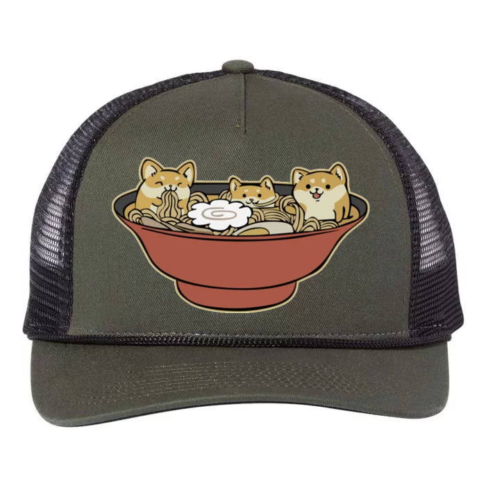 Shiba Inu Ramen Bowl Cute Japanese Kawaii Dog Ramen Lovers Retro Rope Trucker Hat Cap