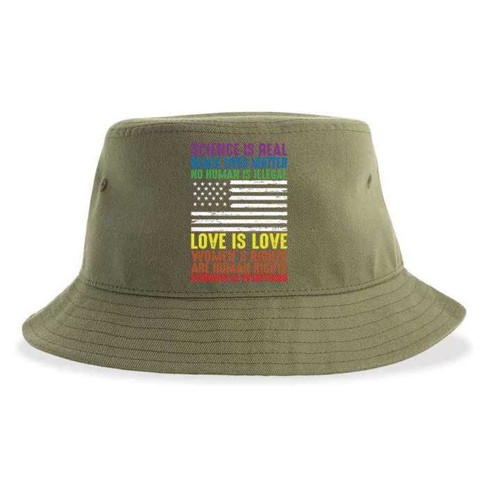 Science Is Real Kindness Blm Hu Rights Equality Awareness Meaningful Gift Sustainable Bucket Hat