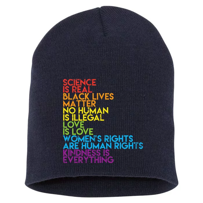 Science Is Real Black Lives Matter Rainbow Lgbt Pride Blm Short Acrylic Beanie