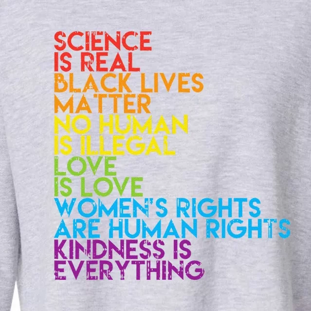 Science Is Real Black Lives Matter Rainbow Lgbt Pride Blm Cropped Pullover Crew