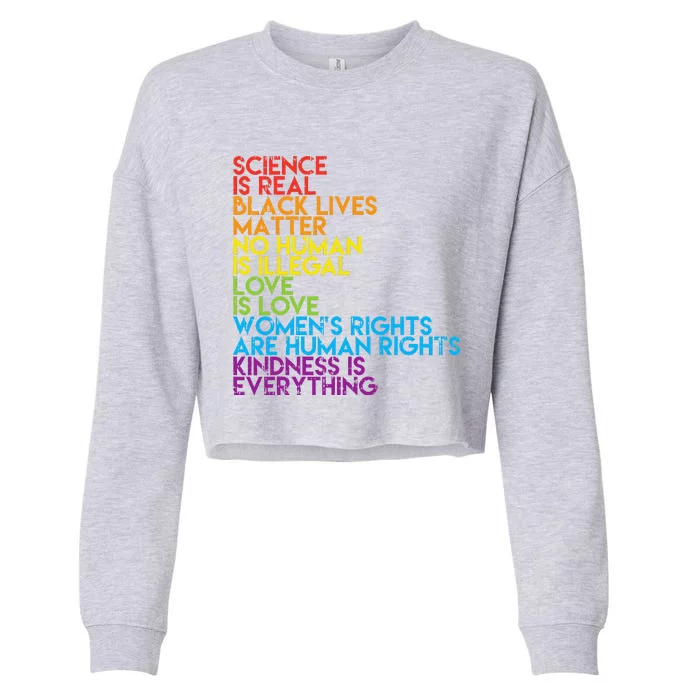 Science Is Real Black Lives Matter Rainbow Lgbt Pride Blm Cropped Pullover Crew