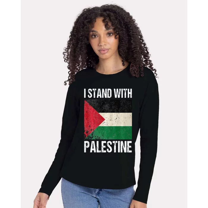 support i stand with palestine free palestine flag arabic Womens Cotton Relaxed Long Sleeve T-Shirt