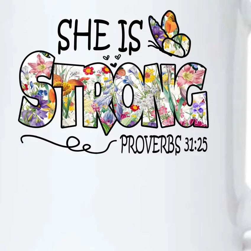 She Is Strong Proverbs 31:25 Bible Verse Black Color Changing Mug