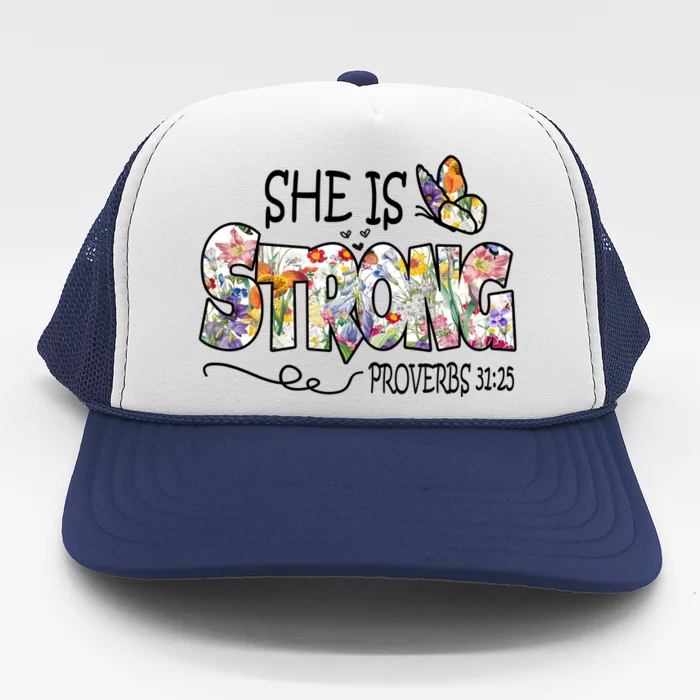 She Is Strong Proverbs 31:25 Bible Verse Trucker Hat