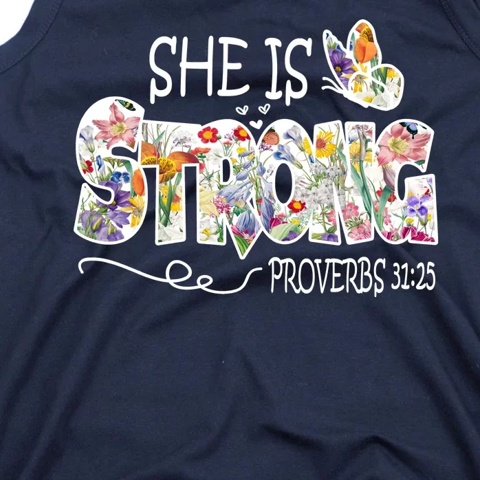 She Is Strong Proverbs 31:25 Bible Verse Tank Top