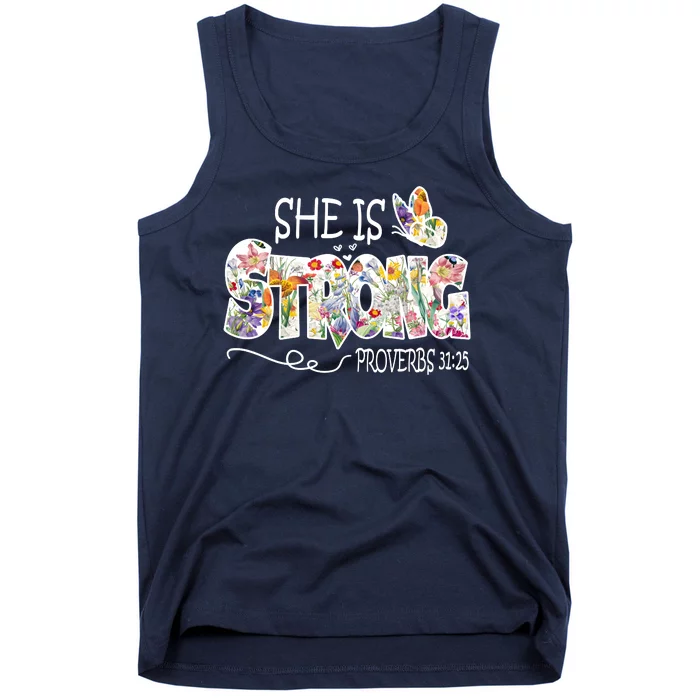 She Is Strong Proverbs 31:25 Bible Verse Tank Top