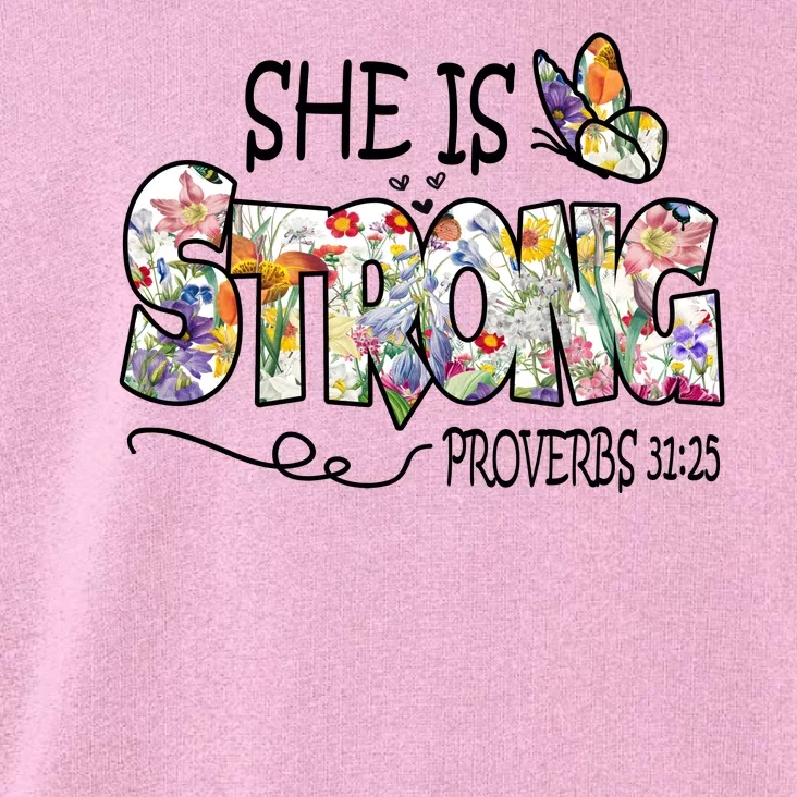 She Is Strong Proverbs 31:25 Bible Verse Toddler Hoodie