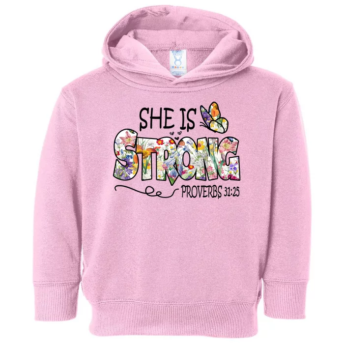 She Is Strong Proverbs 31:25 Bible Verse Toddler Hoodie