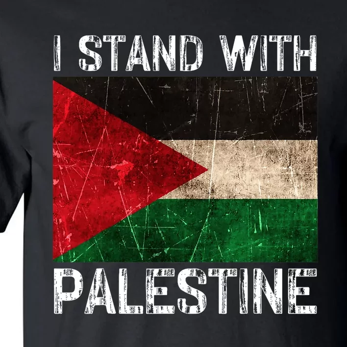 Support I Stand With Palestine Free Palestine Flag Arabic Tall T-Shirt