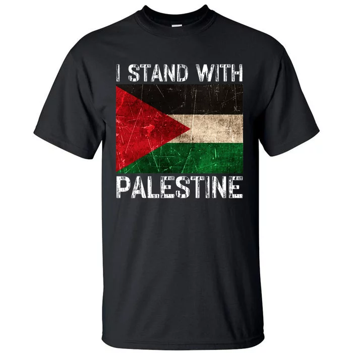 Support I Stand With Palestine Free Palestine Flag Arabic Tall T-Shirt