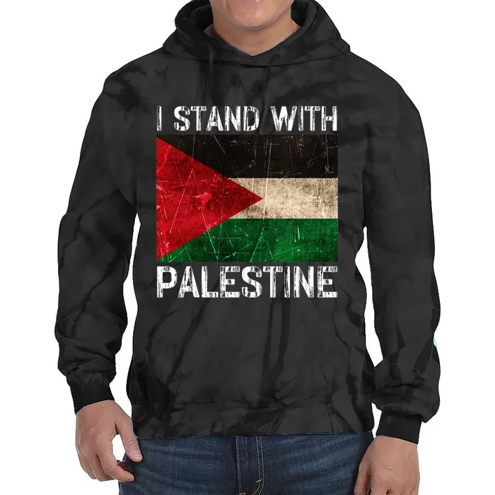 Support I Stand With Palestine Free Palestine Flag Arabic Tie Dye Hoodie