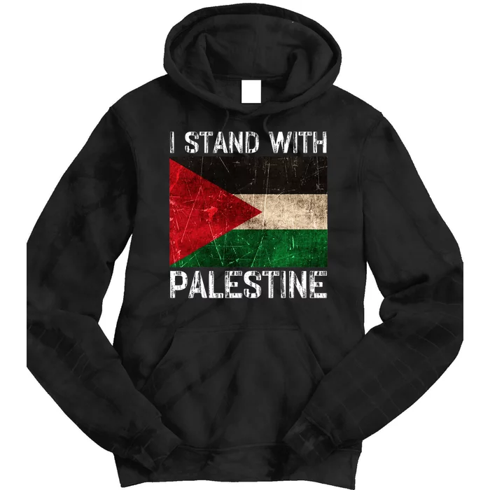 Support I Stand With Palestine Free Palestine Flag Arabic Tie Dye Hoodie