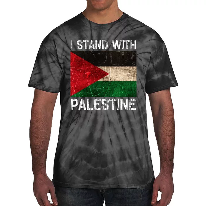 Support I Stand With Palestine Free Palestine Flag Arabic Tie-Dye T-Shirt